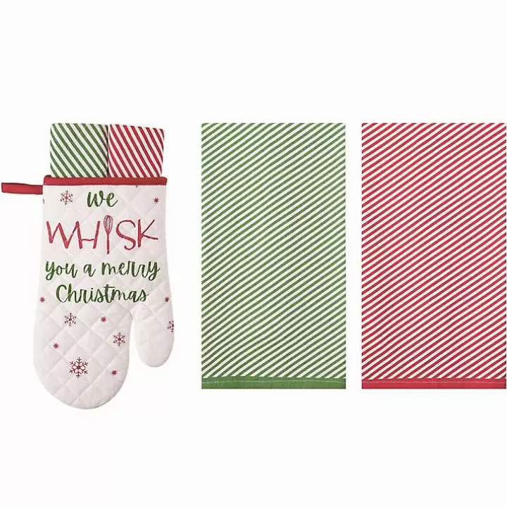 New Christmas 3-pc. Oven Mitt and Kitchen Towel Set Kitchen Accessories