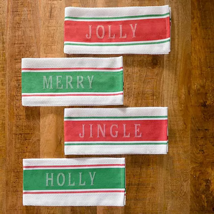 Outlet Christmas Sentiment Kitchen Towels, Set of 4 Kitchen Accessories