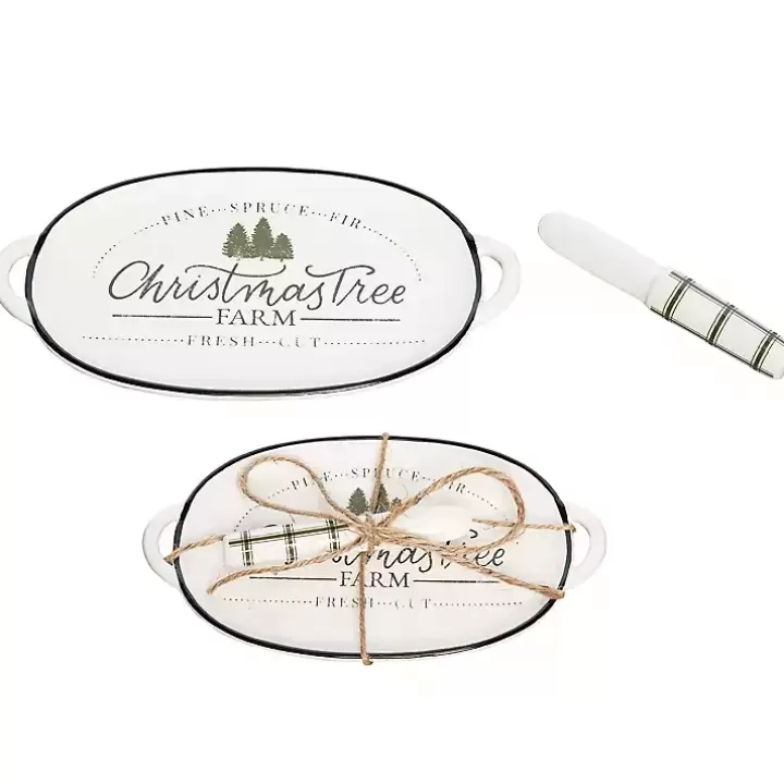 Store Christmas Tree Farm Serving Platter with Spreader Serving & Entertaining
