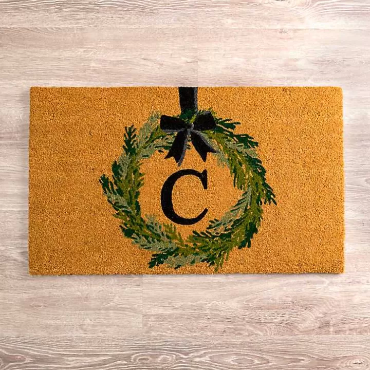 Outlet Christmas Wreath Monogram C Doormat Doormats