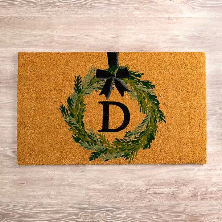 Cheap Christmas Wreath Monogram D Doormat Doormats
