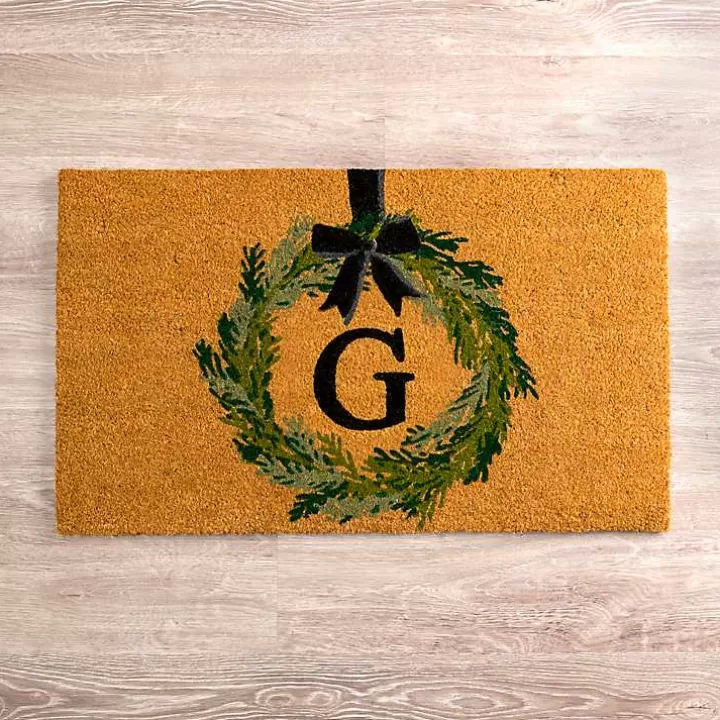 Fashion Christmas Wreath Monogram G Doormat Doormats