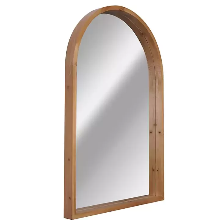 Discount Ciarra Natural Wood Arch Wall Mirror Decorative Mirrors