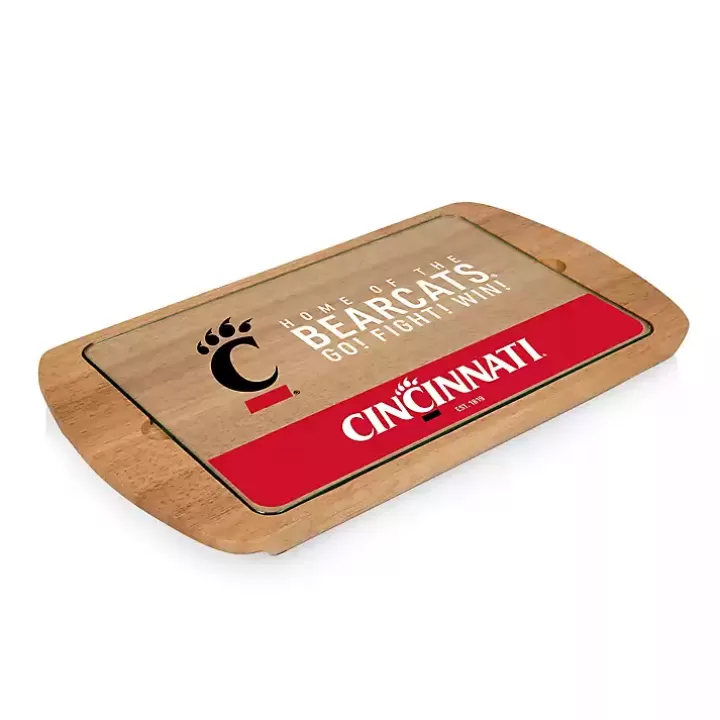 Discount Cincinnati Bearcats Wood and Glass Serving Board Serving & Entertaining