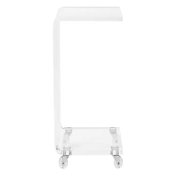 Discount Acrylic Curved Edge C-Table with Wheels Accent & End Tables