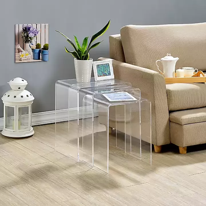 Shop Acrylic Curved Nesting Side Tables, Set of 3 Console Tables