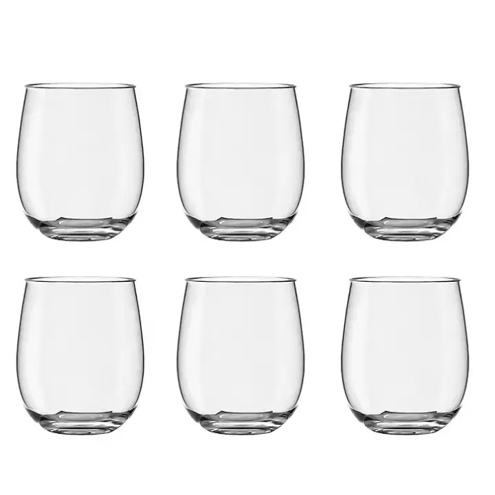 Clearance Acrylic Stemless Wine Glasses, Set of 6 Outdoor Dining