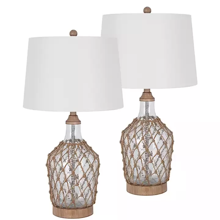 Store Clear Glass Coastal Netting Table Lamps, Set of 2 Table Lamps