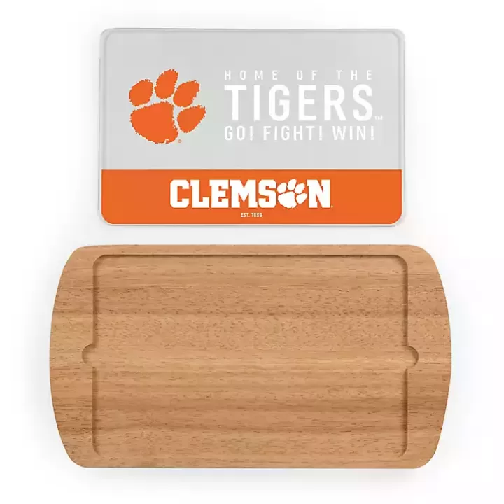 Flash Sale Clemson Tigers Wood and Glass Serving Board Serving & Entertaining