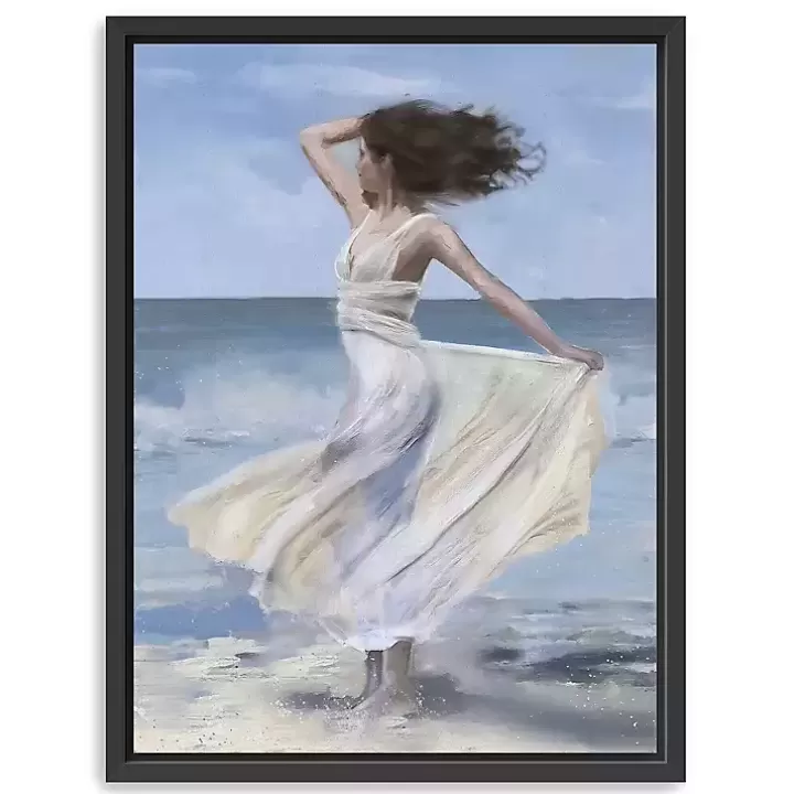 Store Coastal Woman in Dress Framed Canvas Art Print Canvas Art