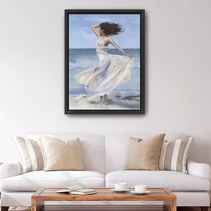 Store Coastal Woman in Dress Framed Canvas Art Print Canvas Art