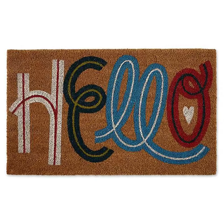 Sale Colorful Hello Coir Doormat Doormats