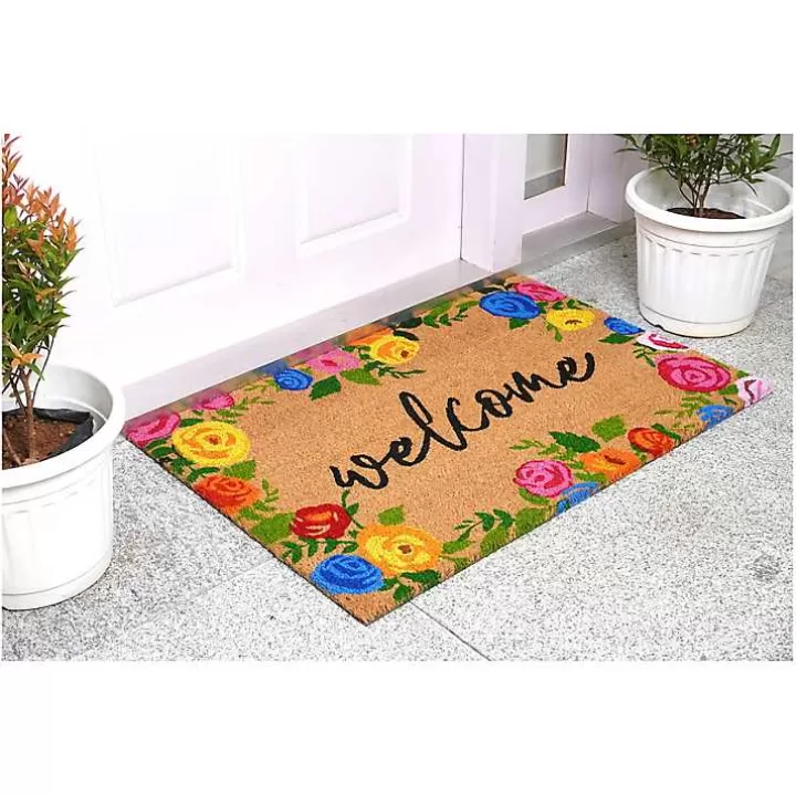 Flash Sale Colorful Welcome Roses Doormat Doormats