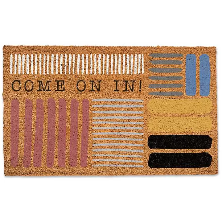 New Come On In Colorful Stripes Doormat Doormats