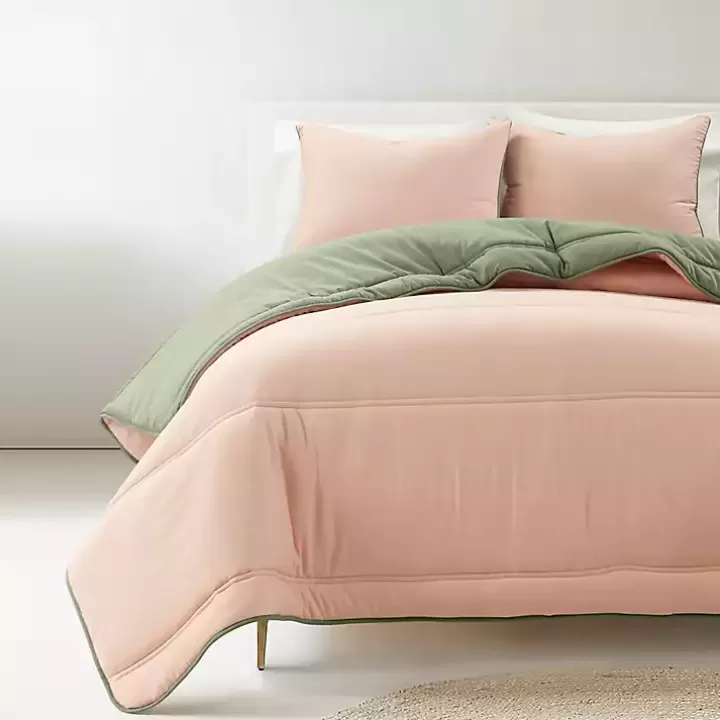 Outlet Coral & Sage Reversible 3-pc. Queen Comforter Set Comforters