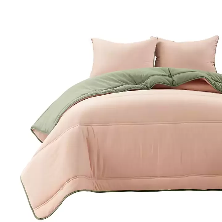 Outlet Coral & Sage Reversible 3-pc. Queen Comforter Set Comforters