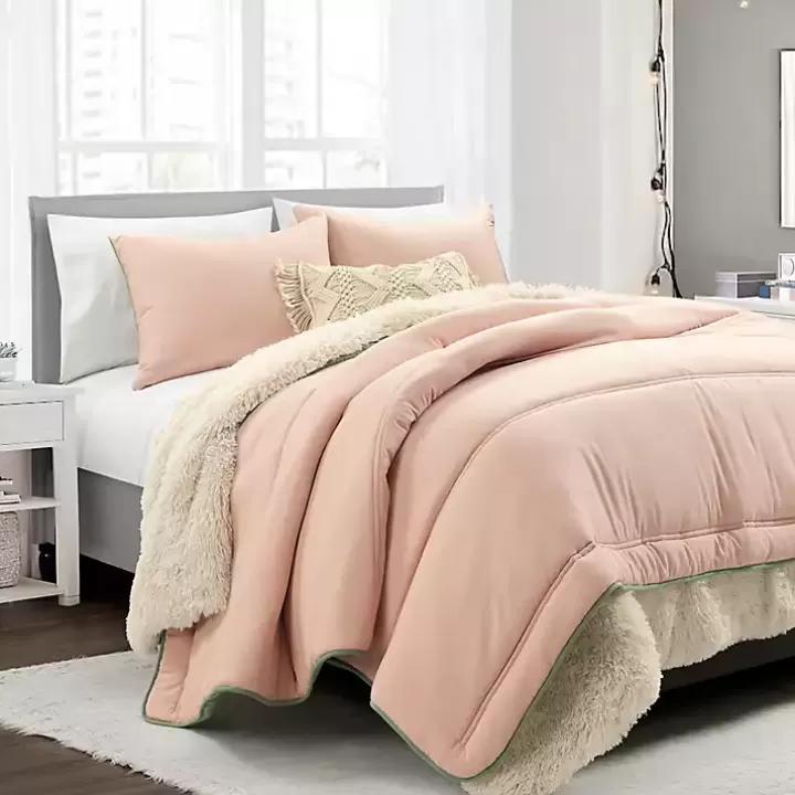 Outlet Coral & Sage Reversible 3-pc. Queen Comforter Set Comforters