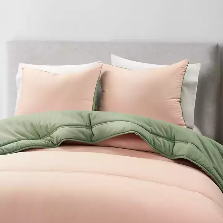 Outlet Coral & Sage Reversible 3-pc. Queen Comforter Set Comforters