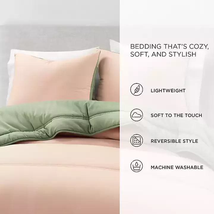 Outlet Coral & Sage Reversible 3-pc. Queen Comforter Set Comforters