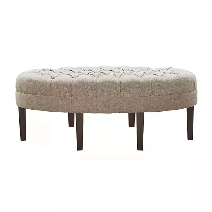 Fashion Cory Tufted Natural Linen Ottoman Benches & Ottomans