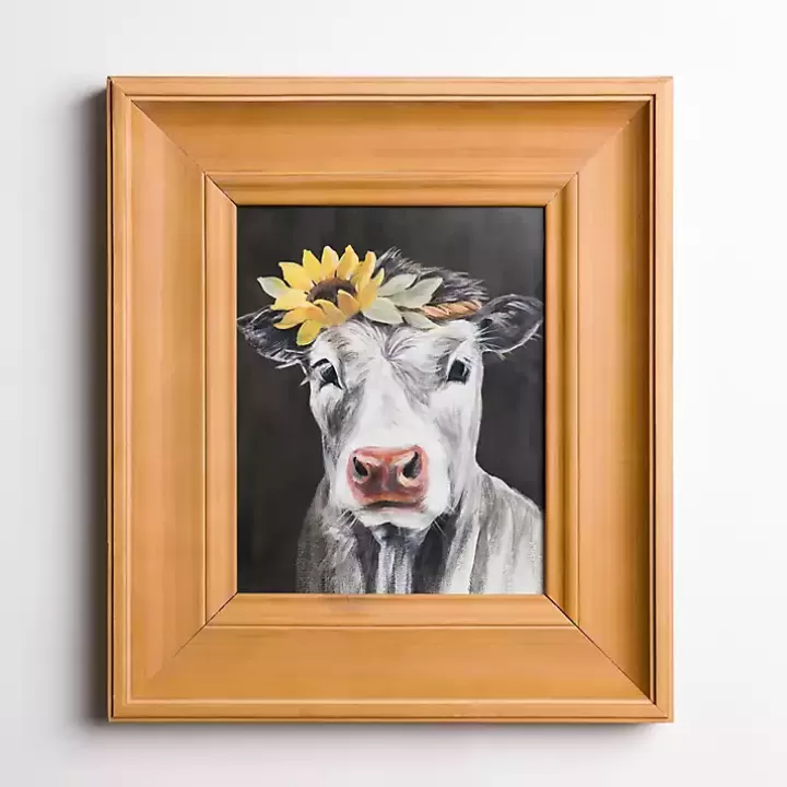 Outlet Cow with Sunflower Crown Framed Art Print Framed Art