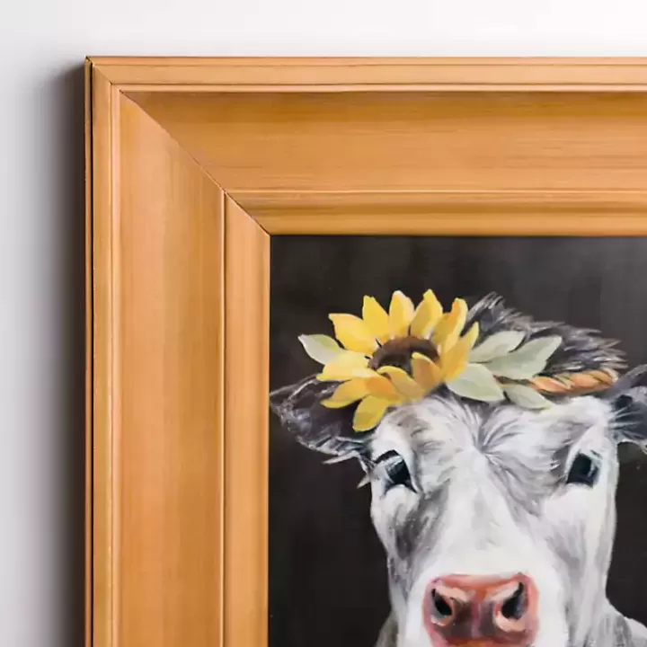 Outlet Cow with Sunflower Crown Framed Art Print Framed Art