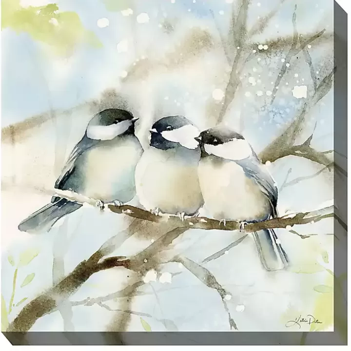 Store Cozy Chickadees Outdoor Canvas Art Print Outdoor Wall Decor