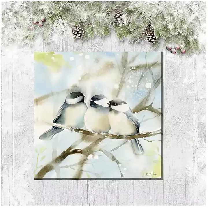 Store Cozy Chickadees Outdoor Canvas Art Print Outdoor Wall Decor