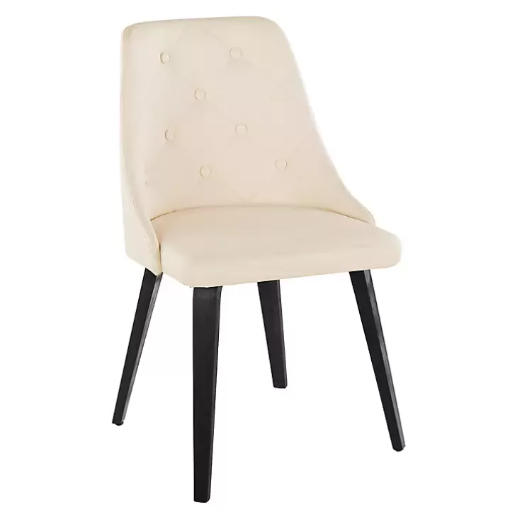 Flash Sale Cream & Black Faux Leather Dining Chairs, Set of 2 Dining Chairs