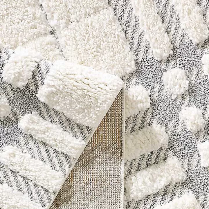 Outlet Cream and Gray Tufted Criss-Cross Area Rug, 7x9 Area Rugs
