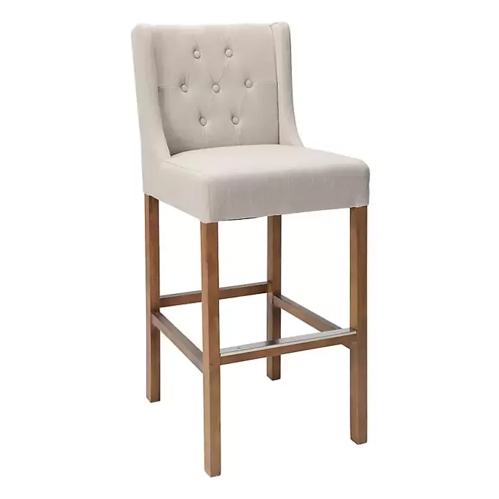 Cheap Cream Button Tufted Kia Barstool Bar Stools & Counter Height Stools