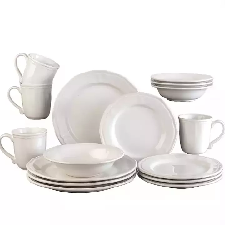 Fashion Cream Ceramic Soft Scallop 16-pc. Dinnerware Set Dinnerware