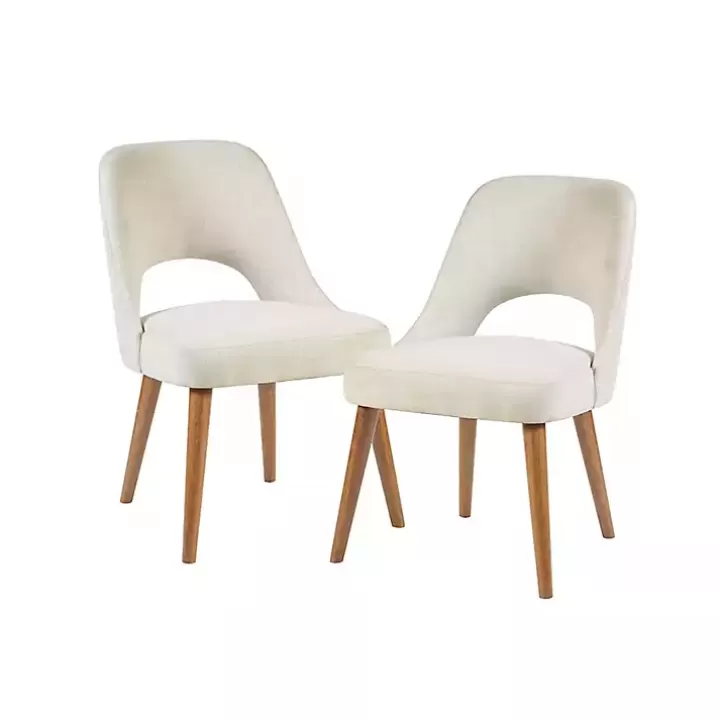 Sale Cream Cut-Out Pecan Wood Dining Chairs, Set of 2 Dining Chairs