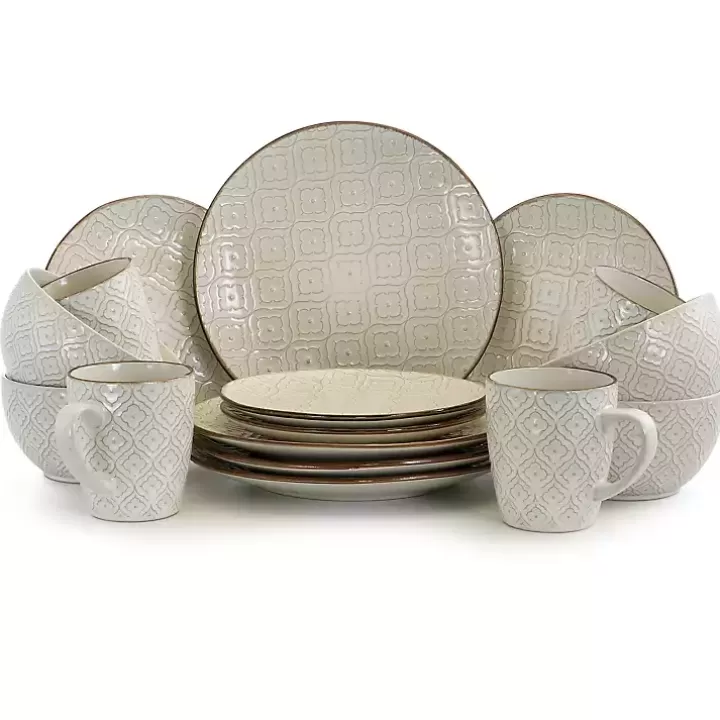 Discount Cream Embossed 16-pc. Dinnerware Set Dinnerware