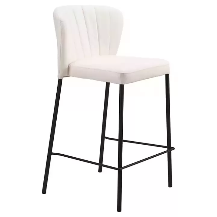 Best Sale Cream Faux Leather Liddy Counter Stools, Set of 2 Bar Stools & Counter Height Stools