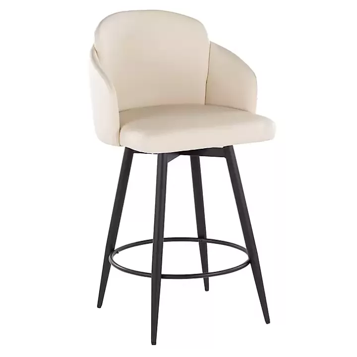 Shop Cream Faux Leather Swivel Counter Stools, Set of 2 Bar Stools & Counter Height Stools