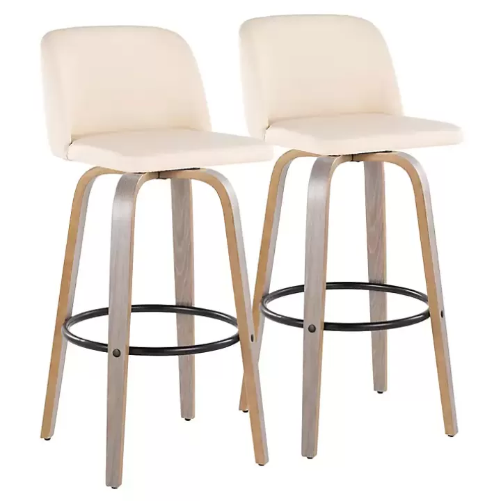 Fashion Cream Faux Leather Torino Bar Stools, Set of 2 Bar Stools & Counter Height Stools