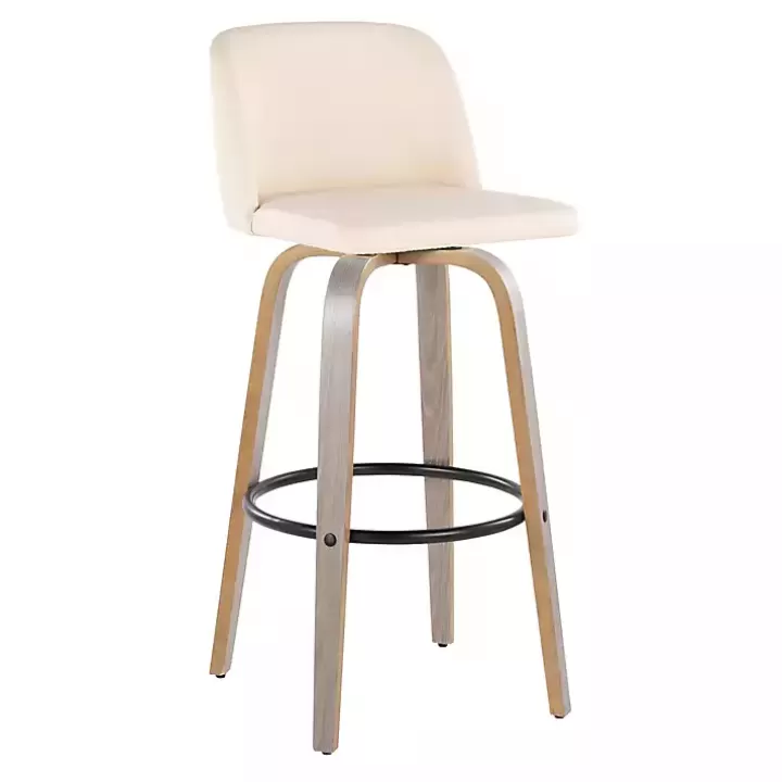 Fashion Cream Faux Leather Torino Bar Stools, Set of 2 Bar Stools & Counter Height Stools