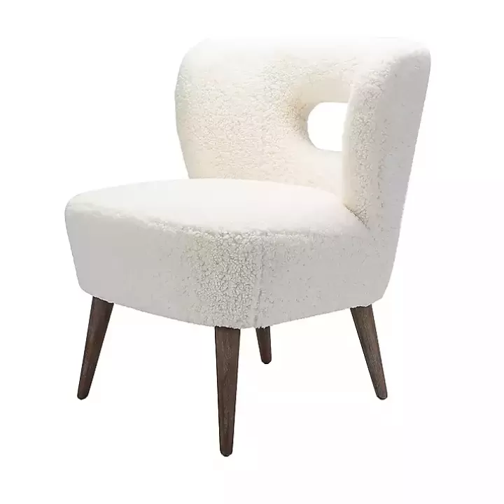 Flash Sale Cream Fluffy Wingback Accent Chair Accent Chairs