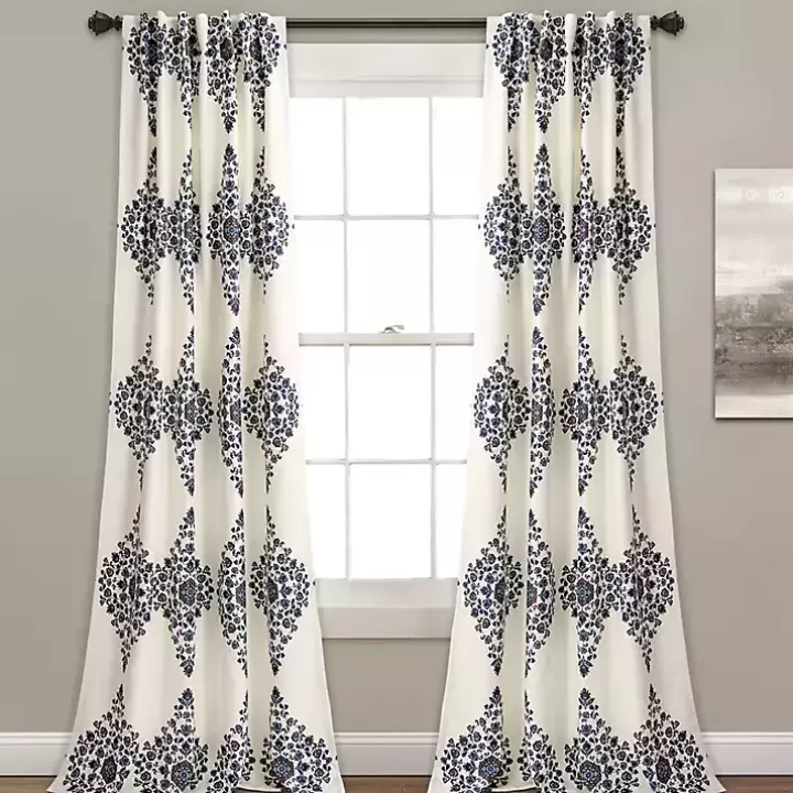 Outlet Cream Keya Medallion Curtain Panel Set, 84 in. Curtains & Drapes