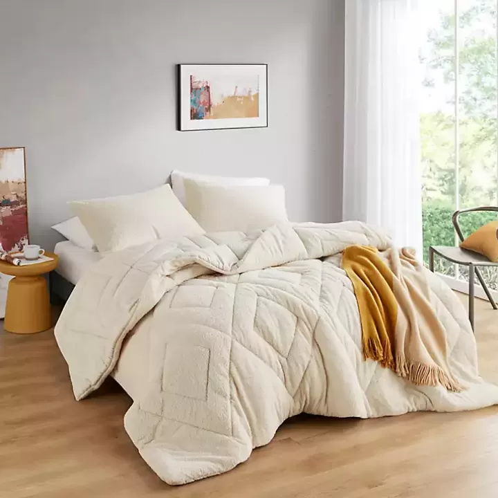Hot Cream Quilted Teddy 2-pc. Twin Comforter Set Comforters