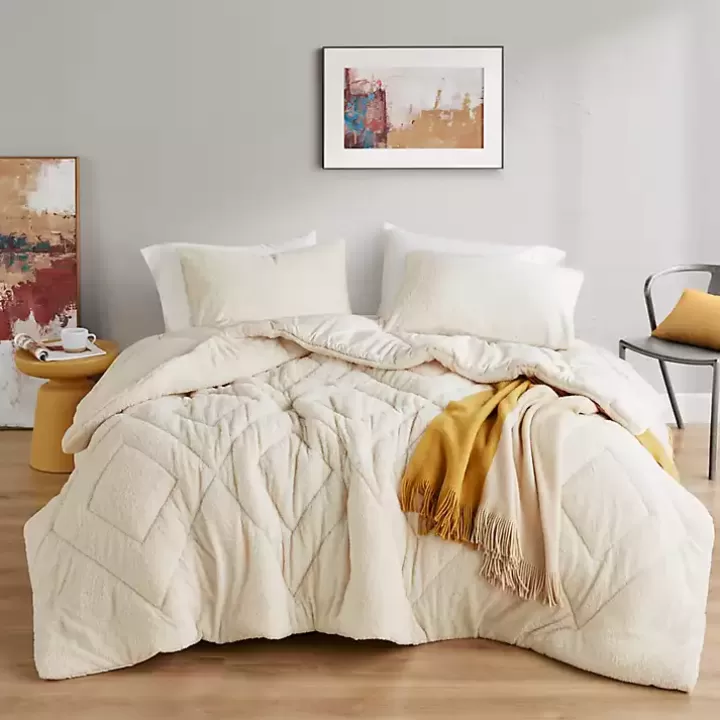Hot Cream Quilted Teddy 2-pc. Twin Comforter Set Comforters