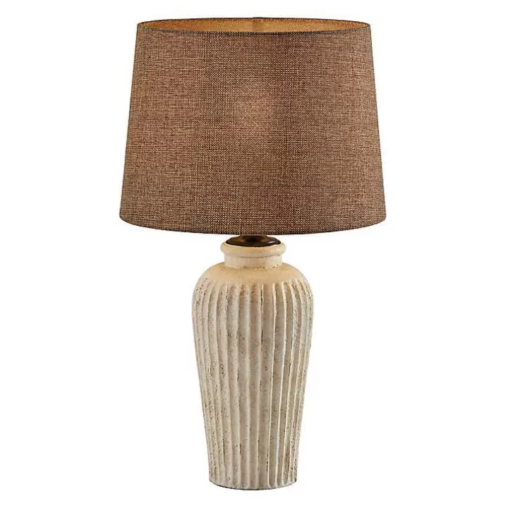 Fashion Cream Ribbed Ceramic Shade Table Lamp Table Lamps