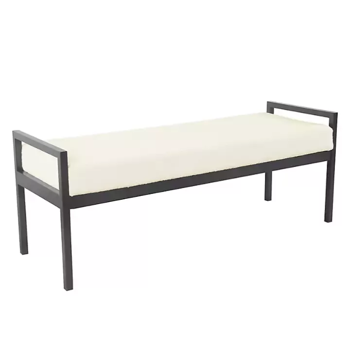 Fashion Cream Sherpa Upholstered Metal Bench Benches & Ottomans