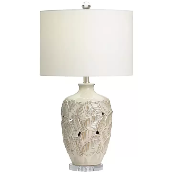 Store Cream Silver Ceramic Leaf Cutout Table Lamp Table Lamps