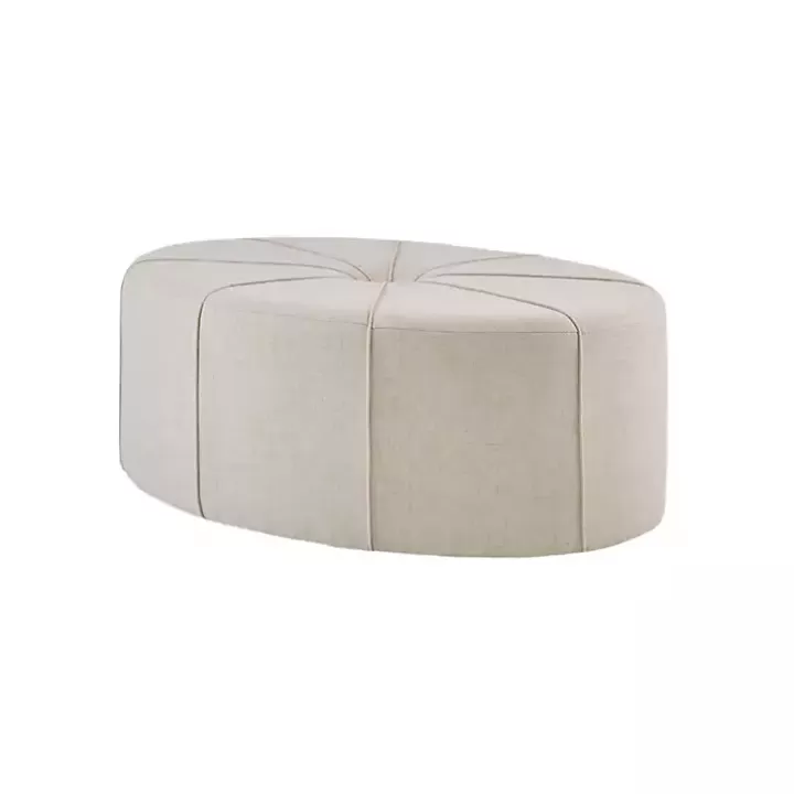 Outlet Cream Thick Welting Center Button Oval Ottoman Benches & Ottomans