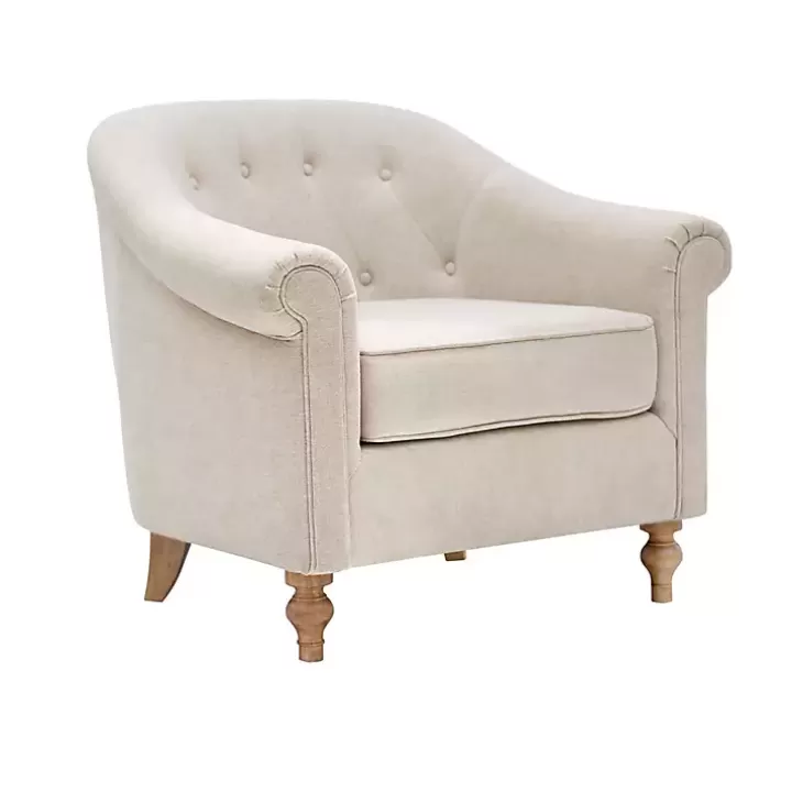 Shop Cream Tufted Farmhouse Accent Chair Accent Chairs