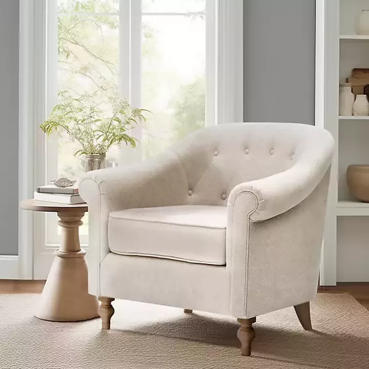 Shop Cream Tufted Farmhouse Accent Chair Accent Chairs