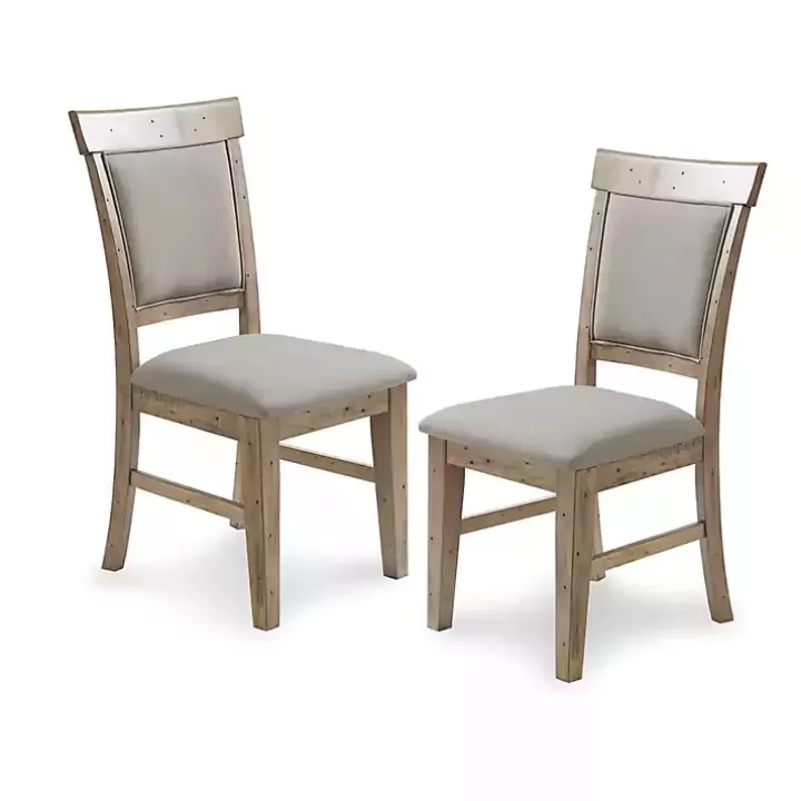 Discount Cream Upholstered Rustic Dining Chairs, Set of 2 Dining Chairs