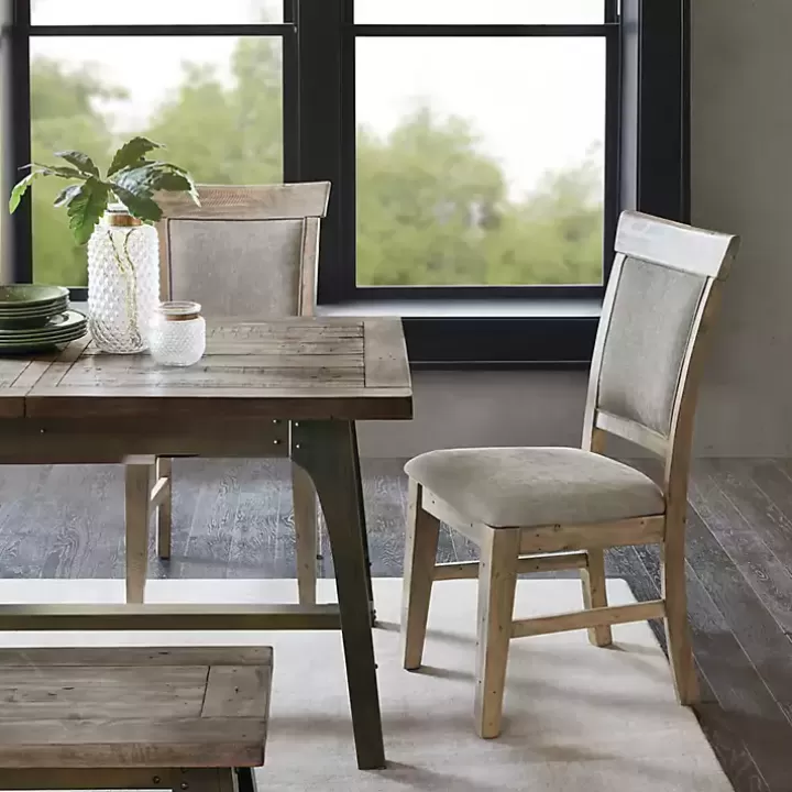 Discount Cream Upholstered Rustic Dining Chairs, Set of 2 Dining Chairs